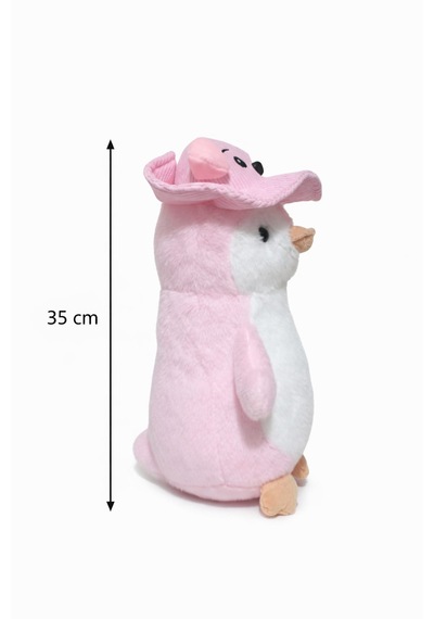 Şapkalı Penguen Peluş Pembe 35 Cm
