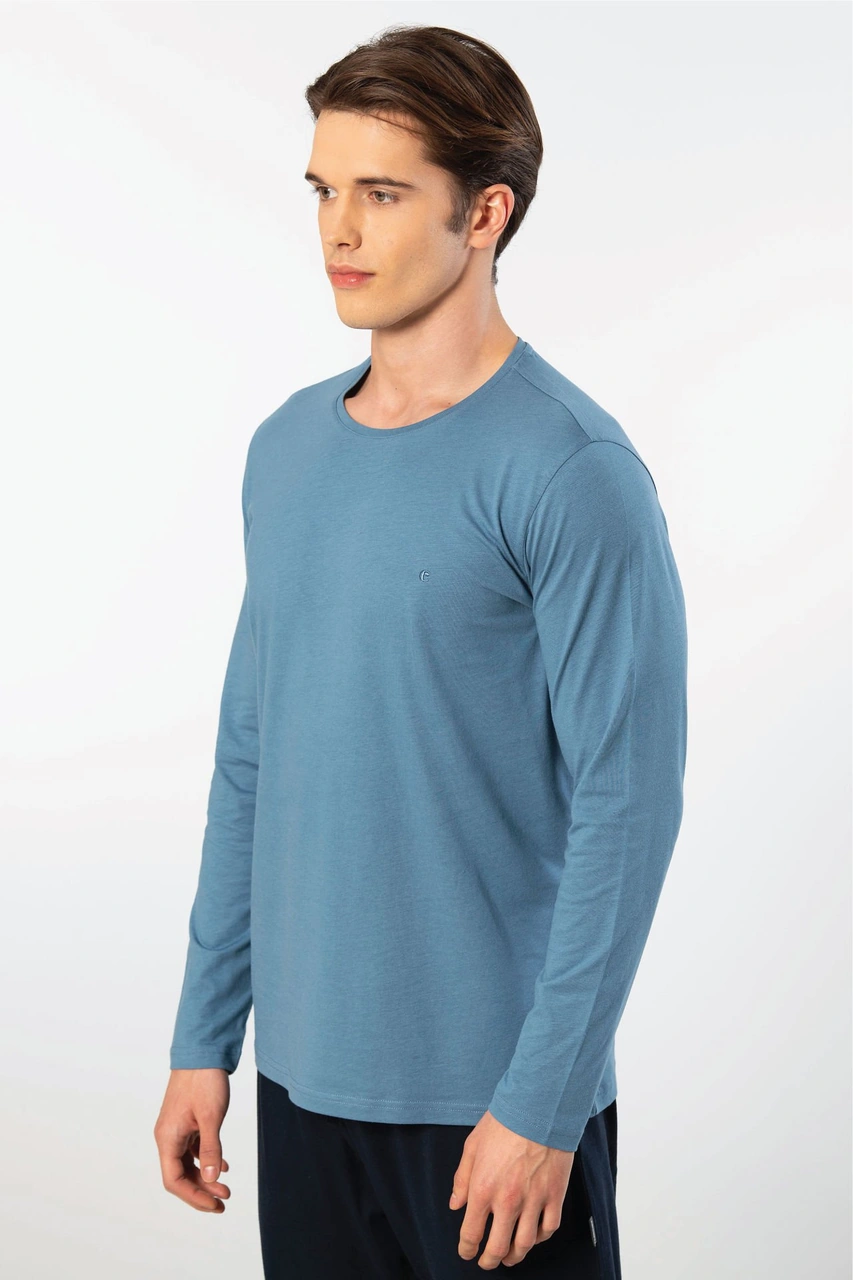 Cacharel Erkek Modal Pamuk Bisiklet Yaka T-shirt 2242/indigo İndigo