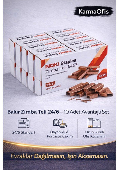 Bakır Zımba Teli 24/6 10 Adet Mega Set Ekonomik & Profesyonel Çözüm