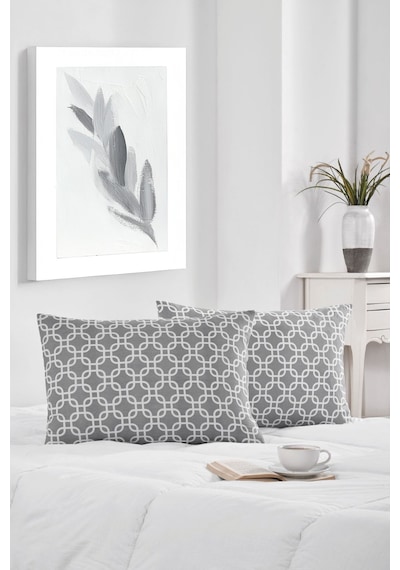 2'li Yastık Kılıfı Pamuklu 50x70 Cm Grizincir Gri Zincir