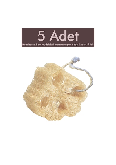 5 Adet Doğal Kabak Lifi Bulaşık Süngeri Banyo Kesesi Loofah Sponge İpli Kabak Kesesi Kalın Büyük