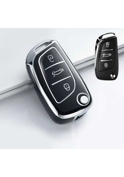 Gma Keys Citroen C1 C2 C3 C4 C5 Peugeot 306 407 807 Ds Ds4 Ds6 Nano Uyumlu Anahtar Kılıfı Siyah Gümüş Renk