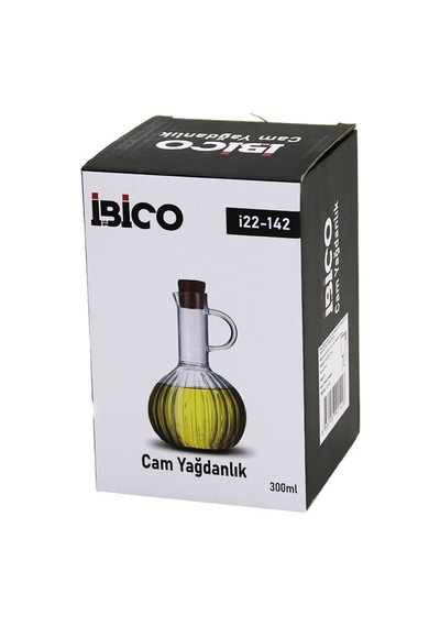 İbico İ22-142 Yağdanlık 300ml Mini Çizgili Desen Ahşap Bambu Mantar Tıpa Cam Diğer