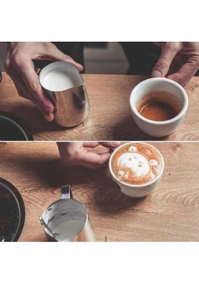 Paslanmaz Çelik Süt Ve Kahve Potu, Pitcher Sütlük, Süt Köpürtücü, Köpürtme Kabı, 350 Ml gümüş