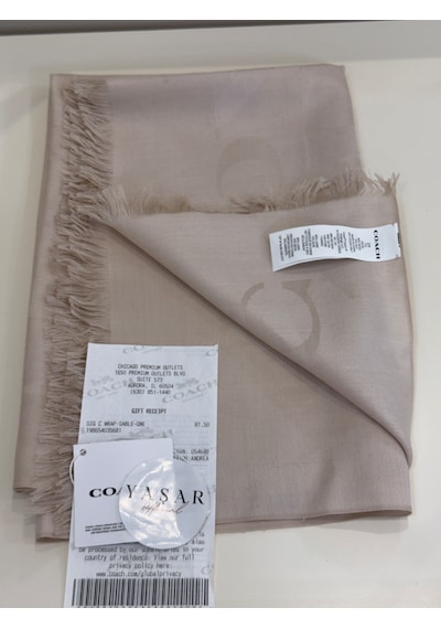 Coach Signature Wrap Yün Ipek Şal BEj