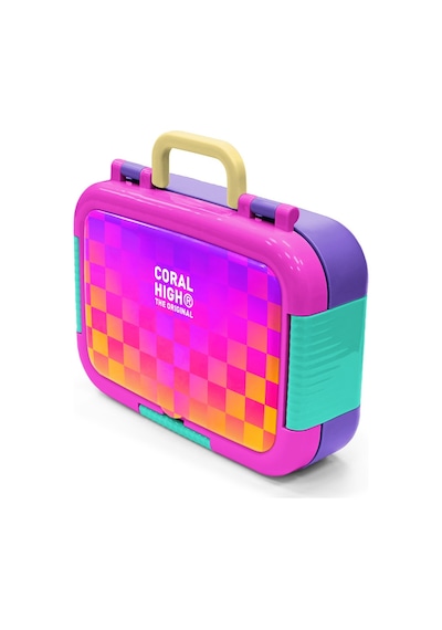 Coral High Kids Neon Renkli Dama Desenli Paslanmaz Çelik Beslenme Kabı 39103 Pembe