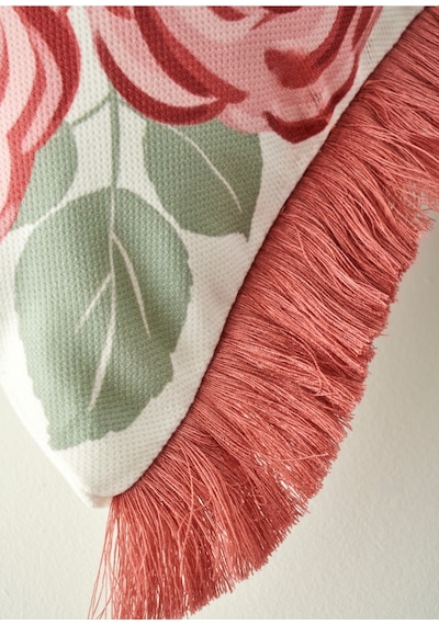 Bella Maison Rose Baskılı Kırlent Kılıfı Krem 43x43 Cm Krem