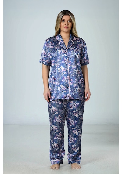 Nisanca Premium Saten Çeyizlik Kadın Pijama Takımı Kore İpeği Dokusu, Dantel Detaylı, Hediye Kutulu Füme