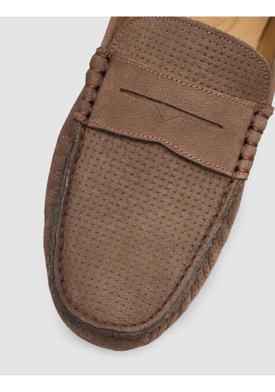 Cabani Hakiki Deri Kahverengi Yazlık Erkek Loafer Ayakkabı Kahverengi