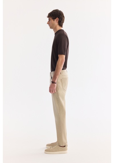 Avva Erkek Bej Eskitme Yıkamalı Pamuklu Elastan Comfort Fit Jean Pantolon A61y3506