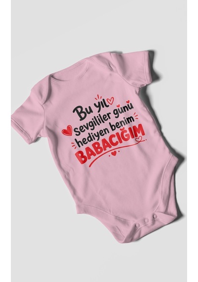 Morivokids Babaya Özel Kısa Kollu Bebek Body %100 Pamuk Zbn295-kk Koyu Pembe