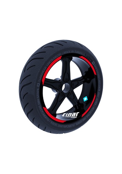 Çınar Extreme Double Stripe Tasarımlı Reflektif Kırmızı Jant Şeridi Sticker