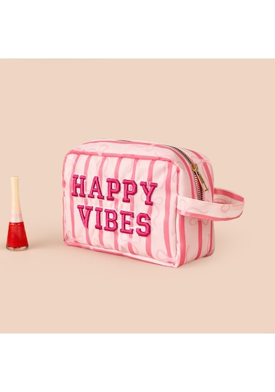 Living Happy Vibes Kozmetik Çantası - Pembe - 21x12x8 Cm