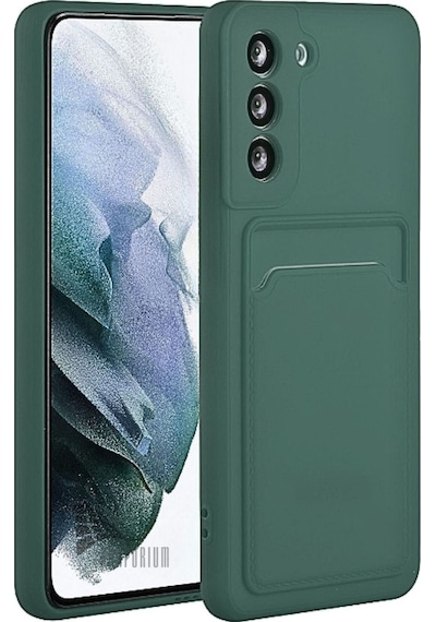 Samsung Uyumlu Galaxy A55  Kartlıklı Silikon Kılıf Kamera Korumalı Esnek Pastel Kapak - Yeşil