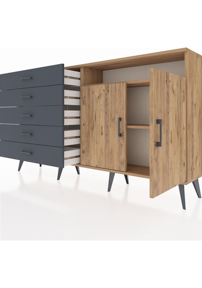 Arges Konsol 2 Raflı 5 Çekmeceli 2 Kapaklı 176x30x99 Çam-çam/antr Çam-çam/antrasit Arges Konsol 2 Raflı 5 Çekmeceli 2 Kapaklı 176x30x99 Çam-çam/antr Çam-çam/antrasit