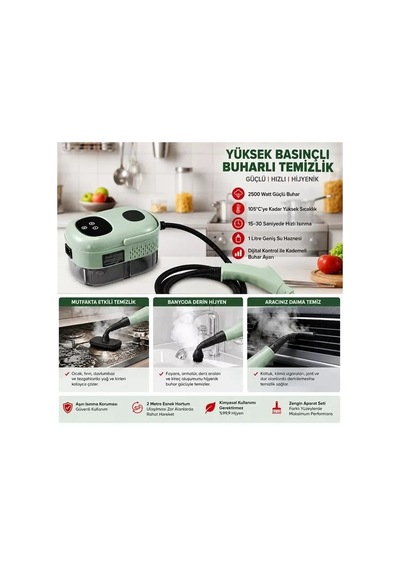 Hubrendy Sh Sunup Sn-37875 2500w Yüksek Basınçlı Ayarlanabilir Dijital Buharlı Temizleme Cihazı 1 Li