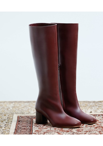 Yargıcı Silindir Topuk Detaylı Deri Çizme 25kkay4051x 016 Bordo