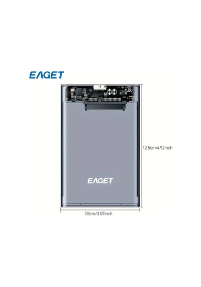 Eaget 6.35 Cm Harici Kasa, Usb 3.0 Sata Taşınabilir Şeffaf