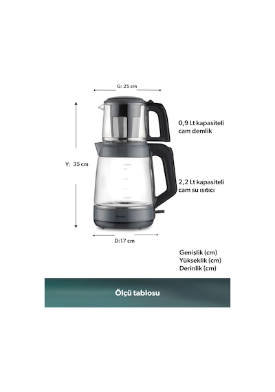 Homend Infinity XL 1764H Cam Çay Makinesi