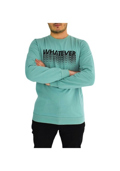 Erkek Sıfır Yaka Sweat Whatever Bgl-st01723 Yeşil