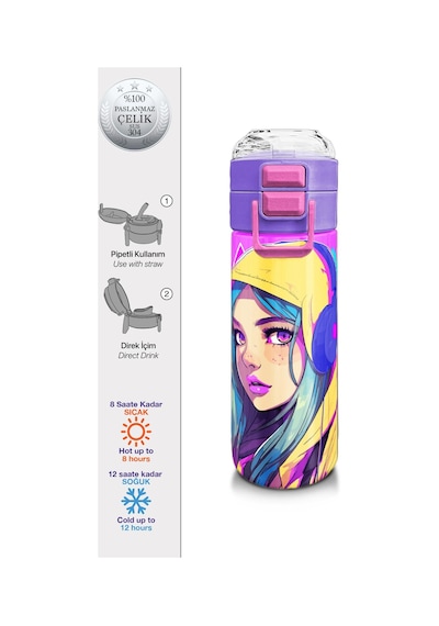 Coral High Kids Lavanta Turkuaz Kulaklı Kız Desenli Pipetli Ve Direkt İçim Çelik Termos 500 Ml 31835 Lavanta - Pembe Coral High Kids Lavanta Turkuaz Kulaklı Kız Desenli Pipetli Ve Direkt İçim Çelik Termos 500 Ml 31835 Lavanta - Pembe
