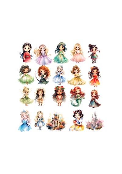 Sevimli Masal Karakterleri Sticker Set 1 20 Parça Telefon, Tablet, Defter, Laptop Sticker