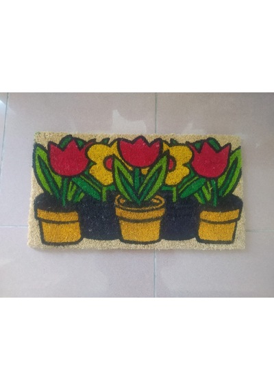 Çiçekli Kapı Önü Paspası Ko ko Pvc Tabanlı Paspas 33*60 Cm