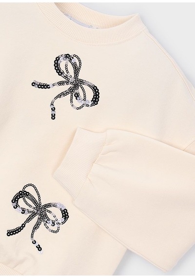 Mayoral Kız Çocuk İşlemeli Sweatshirt Krem 4405