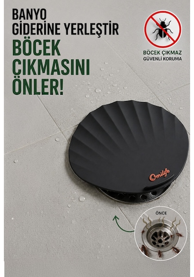 Siyah Renk Deniz Kabuğu Kötü Koku Önleyici Silikon Mat Desen Banyo Mutfak Lavabo Balkon Tıkaç Kapağı