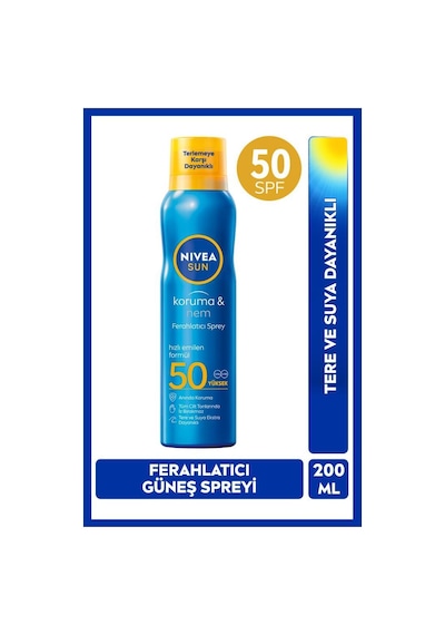 Sun Spf50 Güneş Koruyucu Ve Ferahlatıcı Vücut Spreyi 200ml,tere Ve Suya Dayanıklı,hızlı Emilir