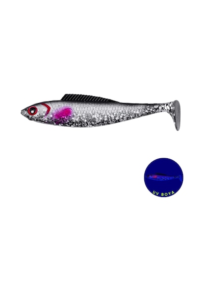 Silikon Sahte Balık - 4,5g 85mm - Fishack Predatorx - Uv Boyalı - Ghosty