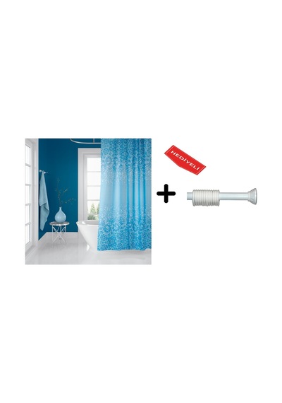 Banyo Duş Perdesi 6303 120x200 Perde Borusu Askı Aparatı 90x130 Hediyeli Çok Renkli