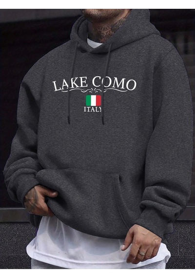 Startmore Startmorelake Como Italia Harfli Baskılı Kazaklar Erkek Rahat Sokak Modası Sweatshirt Sonbahar Polar S Antrasit