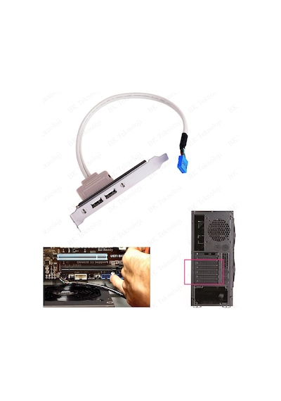 PC Anakart 9 Pin Header 2 Port USB 2.0 Anakart Arka Panel Genişle