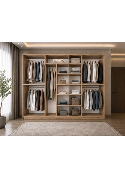 Lebon Tamamı Mdf 7 Kapaklı Dolap Gardırop Çam