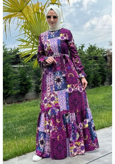 Rabia Şamlı Nehir Elbise Leylak Normal