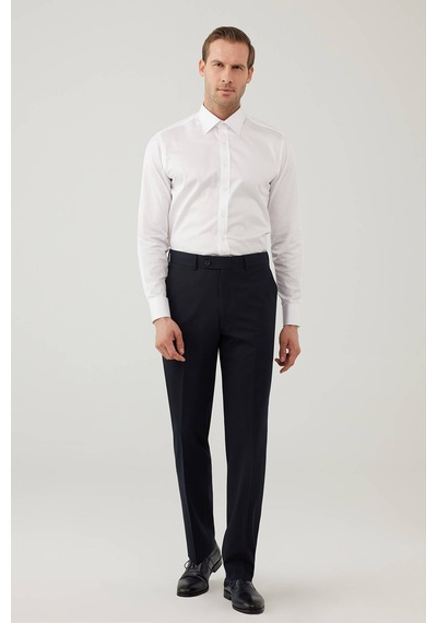 Erkek Lacivert Regular Fit %100 Yün Kumaş Pantolon