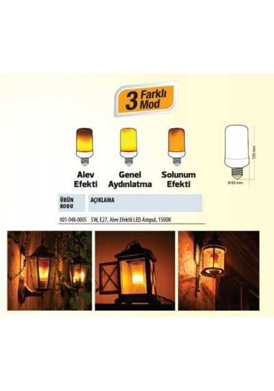 Alev Efektli Led Ampul Alev Işıklı 5W Ampul