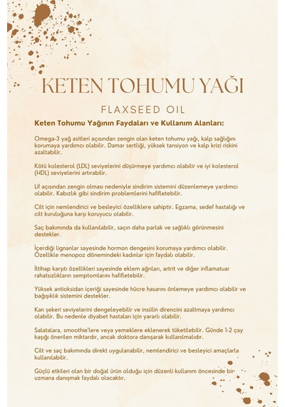 Beauty Voice Katkısız Keten Tohumu Yağı 100 ML