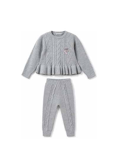 Babyhola 1-5 Yaş Kız Çocuk Triko Örme Takım 23216 Gri