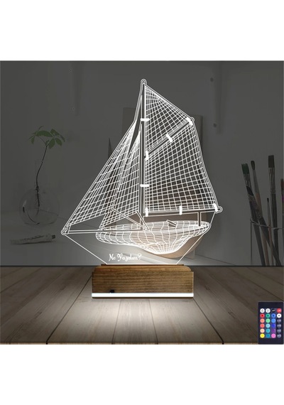 Luvivia Gemi Kaptan Kişiye Özel 3d Lamba - Masa Gece Lambası V1 Şeffaf