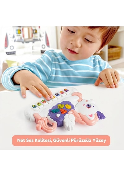 Eğitici Müzikli Ve Işıklı Unicorn Piyano - Hayvan Sesli Bebek Oyuncağı - Gelişim Destekleyici Hediye