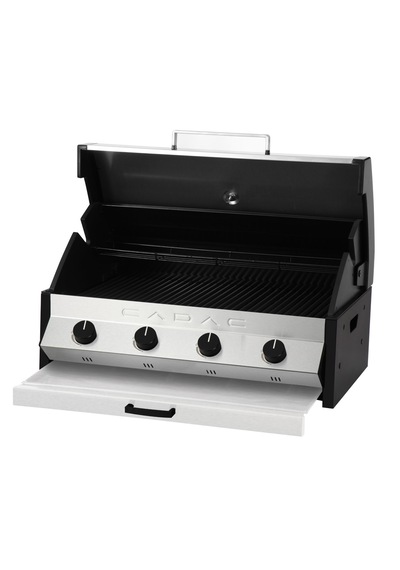 Cadac Meridian 4b Ankastre Gazlı Barbekü - 4 Çelik Brülörlü, Termometreli Kapak, Dış Mekan Kullanımına Uygun Siyah