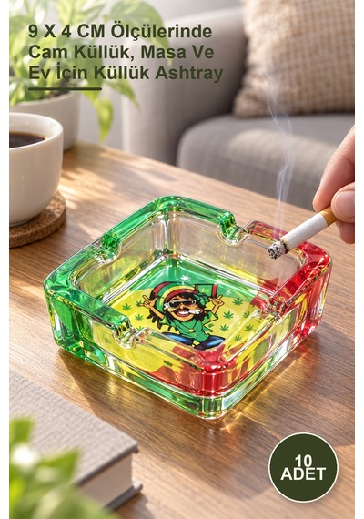 10 Adet Cam Küllük 9 X 4 Cm Ölçülerinde Cam Küllük, Masa Ve Ev İçin Küllük Ashtray Kahve