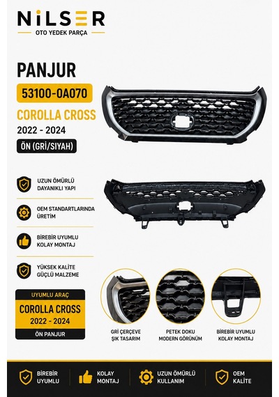 Toyota Corolla Cross Panjur 2022-2024 Gri Çerçeveli
