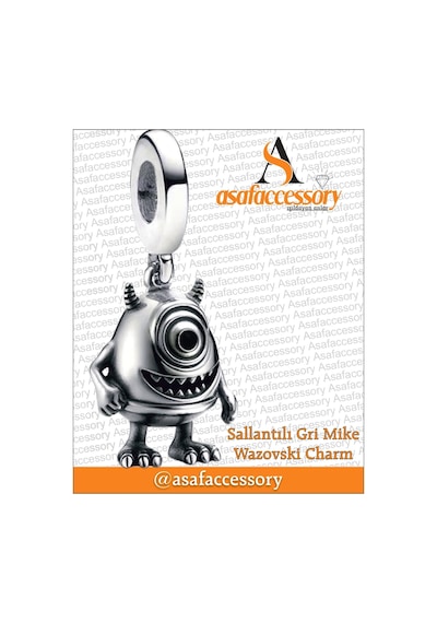 Sallantılı Gri Mike Wazovski Charm Asafaccessory Gümüş