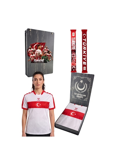 Hummel Beyaz Türkiye Forması Uv Kutu Ve Atkı Beyaz - Kırmızı