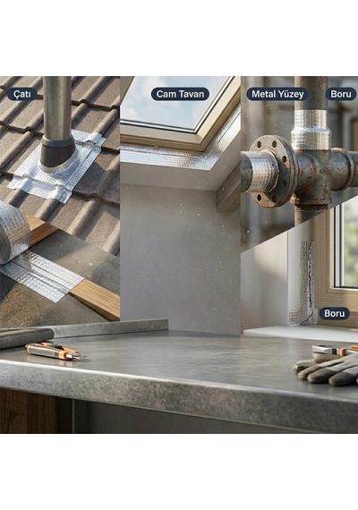 6 Adet 48mmx2mt Su Sızdırmaz Folyo Bant Çatı-cam Tavan-metal Yüzey-pencere - Boru Vb. Bx40