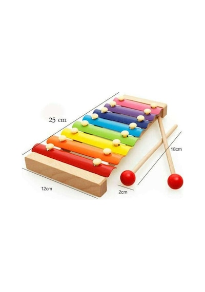 Zuzu Toys Ksilofon Ahşap Selefon 8 Nota 8 Ton 25 CM 8 Tuşlu