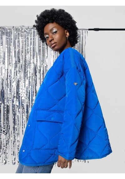 Oversize Kadın Mont Saks Mavi